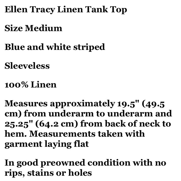 Ellen Tracy women’s 100% linen, stripes, sleeveless tank top! Summer vibes! Med. - Picture 11 of 17